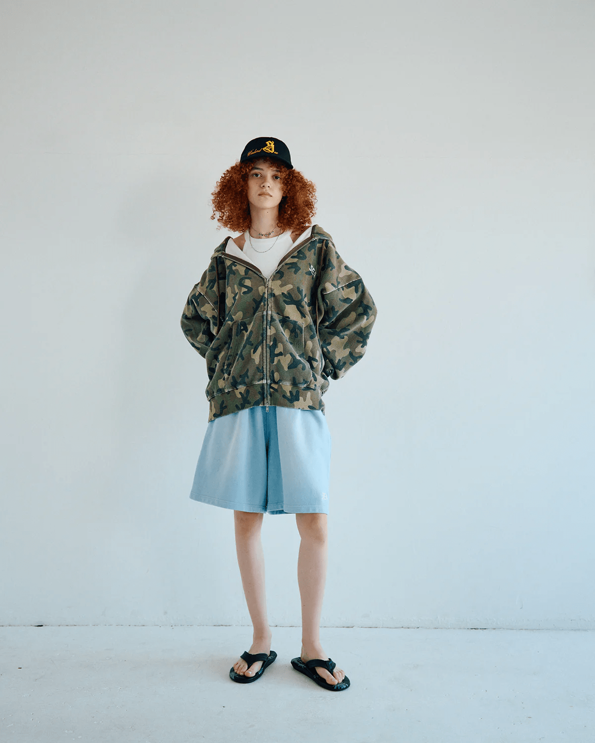 WINDANDSEA/ウィンダンシー/SULFUR DYEING LOGO HALF PANTS SAX M