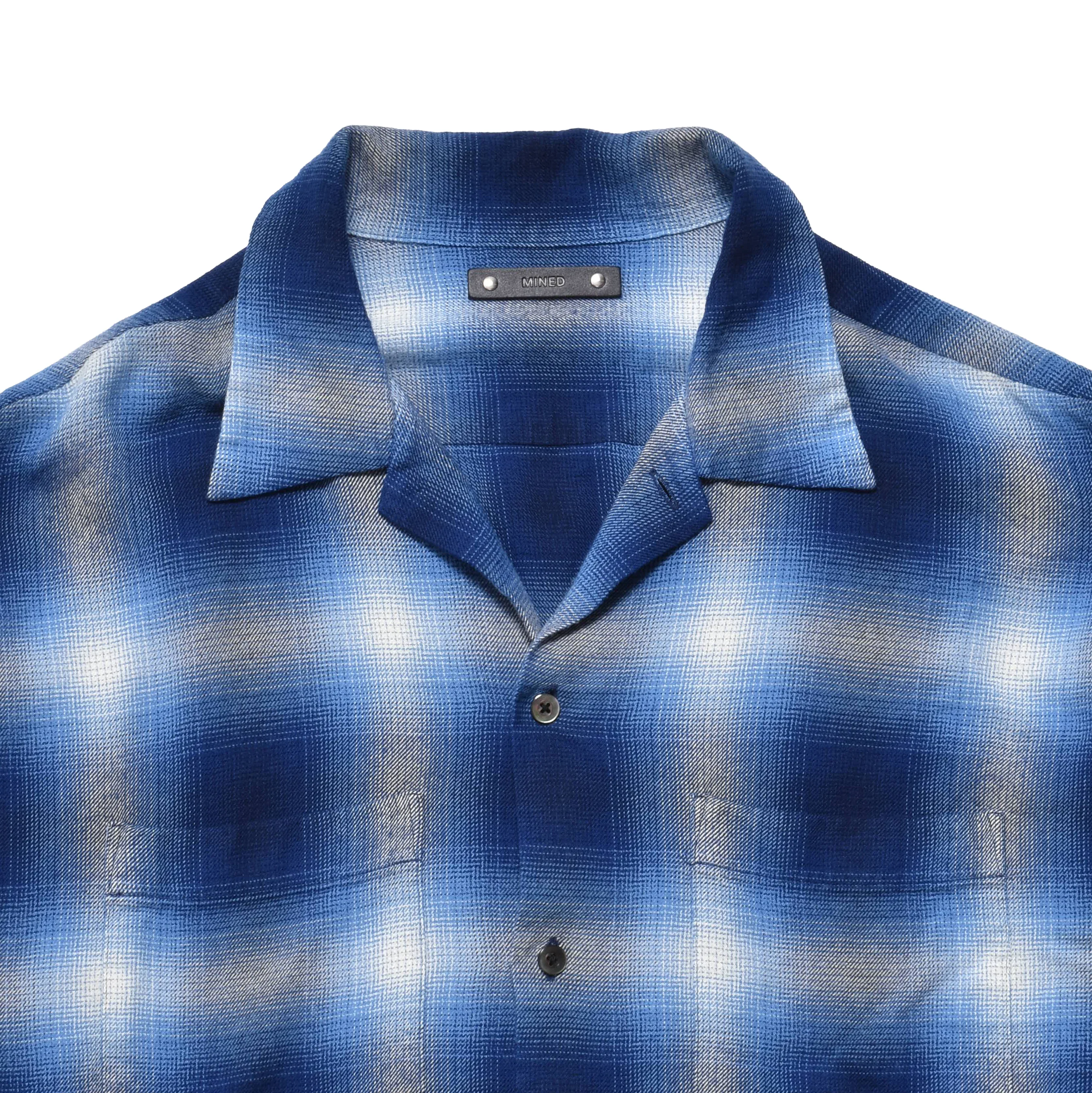 MINED マインデニム オンブレ フランネル 長袖シャツ ブルー系 3サイズ MINEDENIM/マインデニム/R.Flannel Ombre Open Collar SH(1 BPT)｜ B