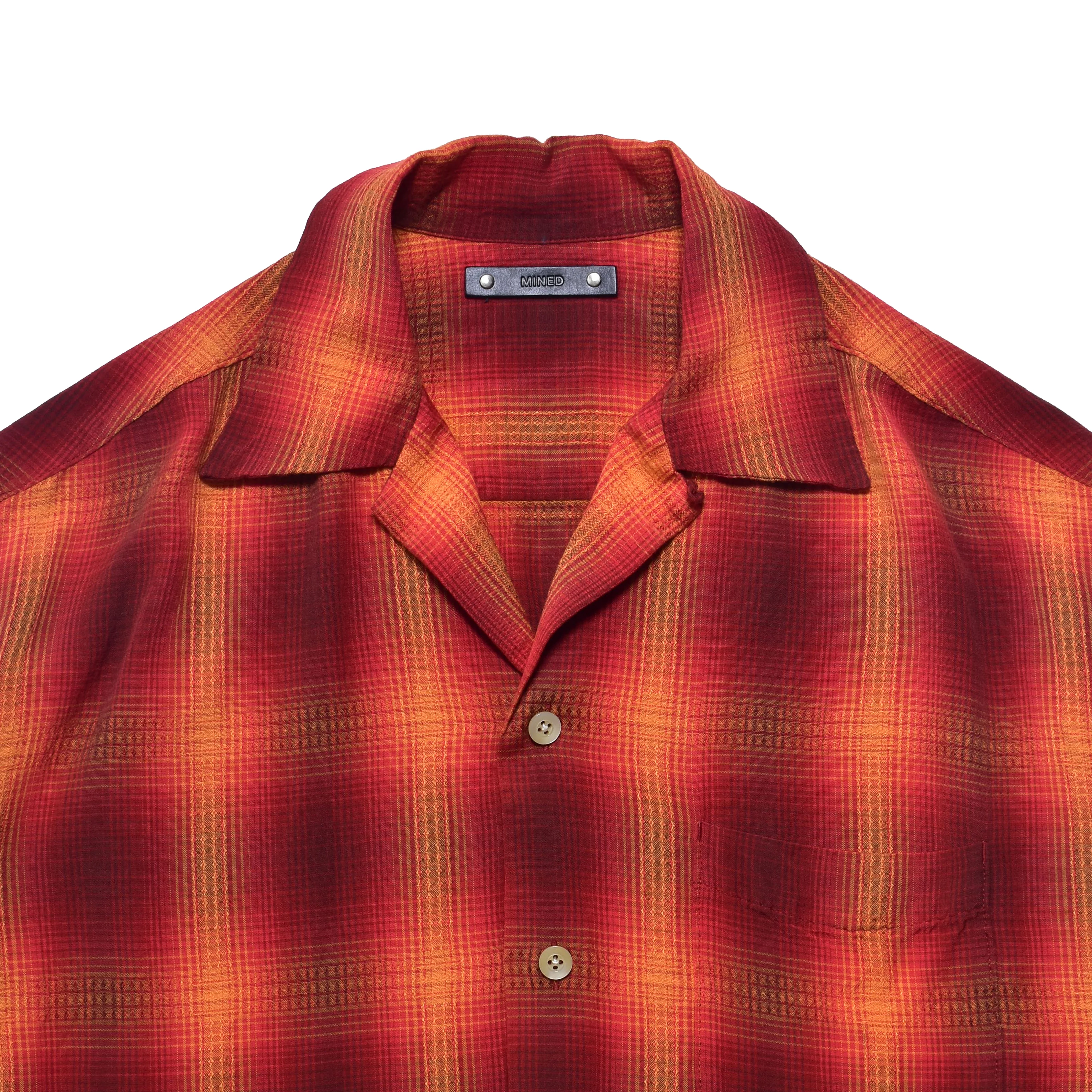MINEDENIM/マインデニム/Rayon Dobby Plaid S.S Open Collar SH RPT 1