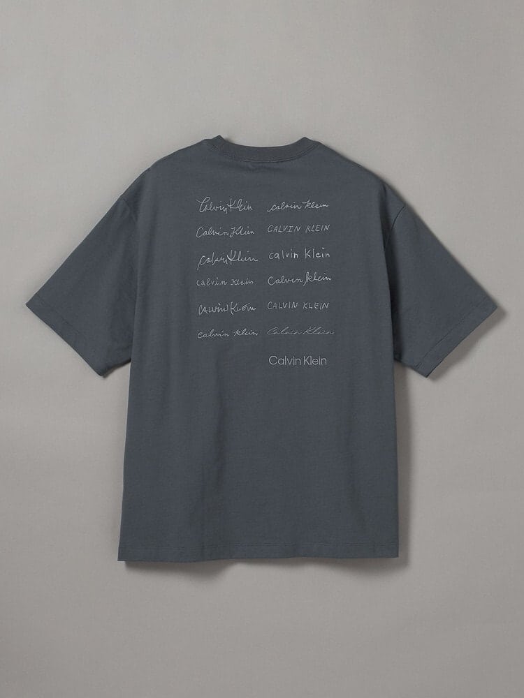 CalvinKlein/カルバンクライン/エンブロイダリーロゴフォント グラフィックTシャツ CHARCOAL S