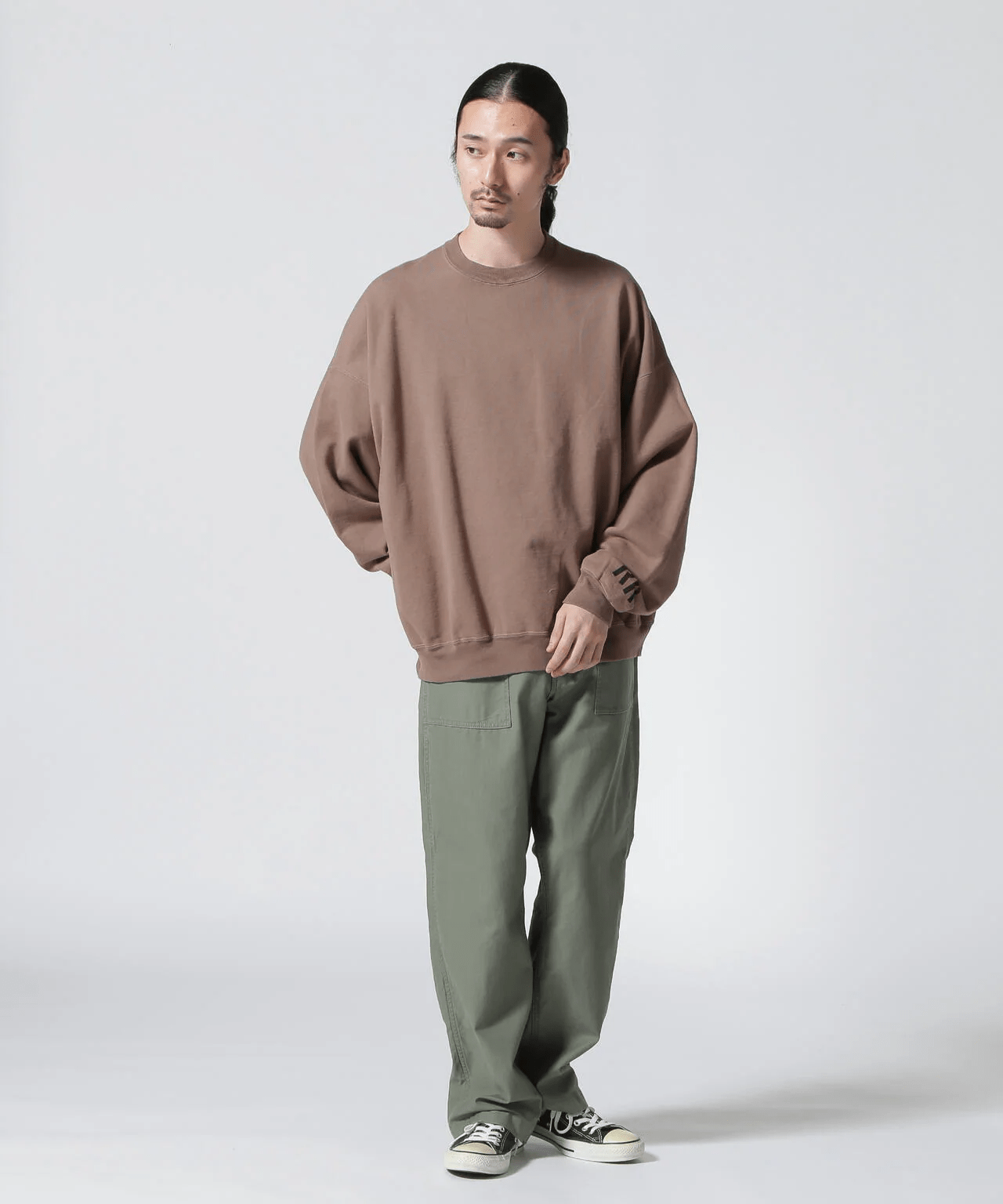 REMI RELIEF/レミレリーフ/別注LW加工裏毛BIGサイズクルースウェット BEIGE L