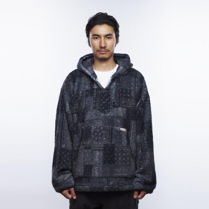 LIBERAIDERS/リベレイダーズ/BANDANA PILE FLEECE HOODIE BLACK L