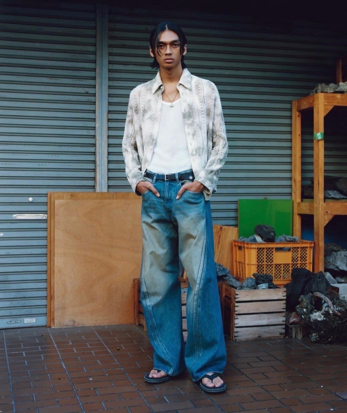 NVRFRGT/ネバーフォーゲット/3D TWISTED WIDE LEG JEANS(1 DIRTY FADED