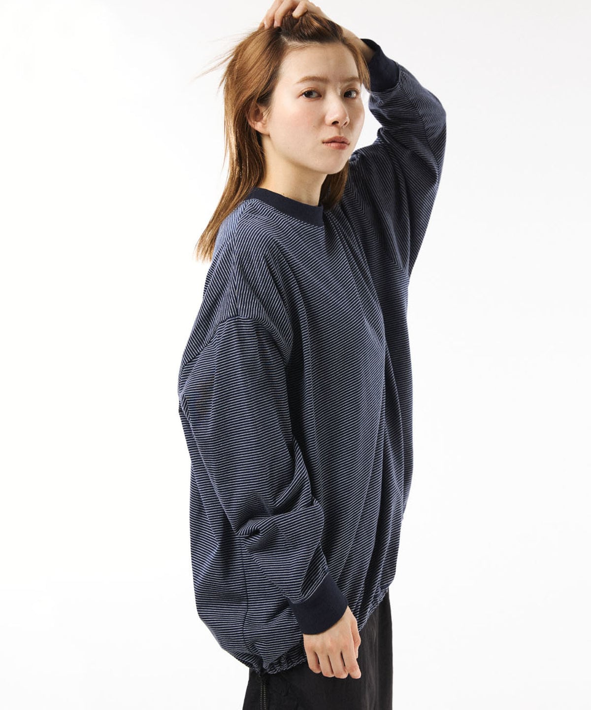 meltum/メルタム/BORDER BALLOON TEE L/S NAVY 2