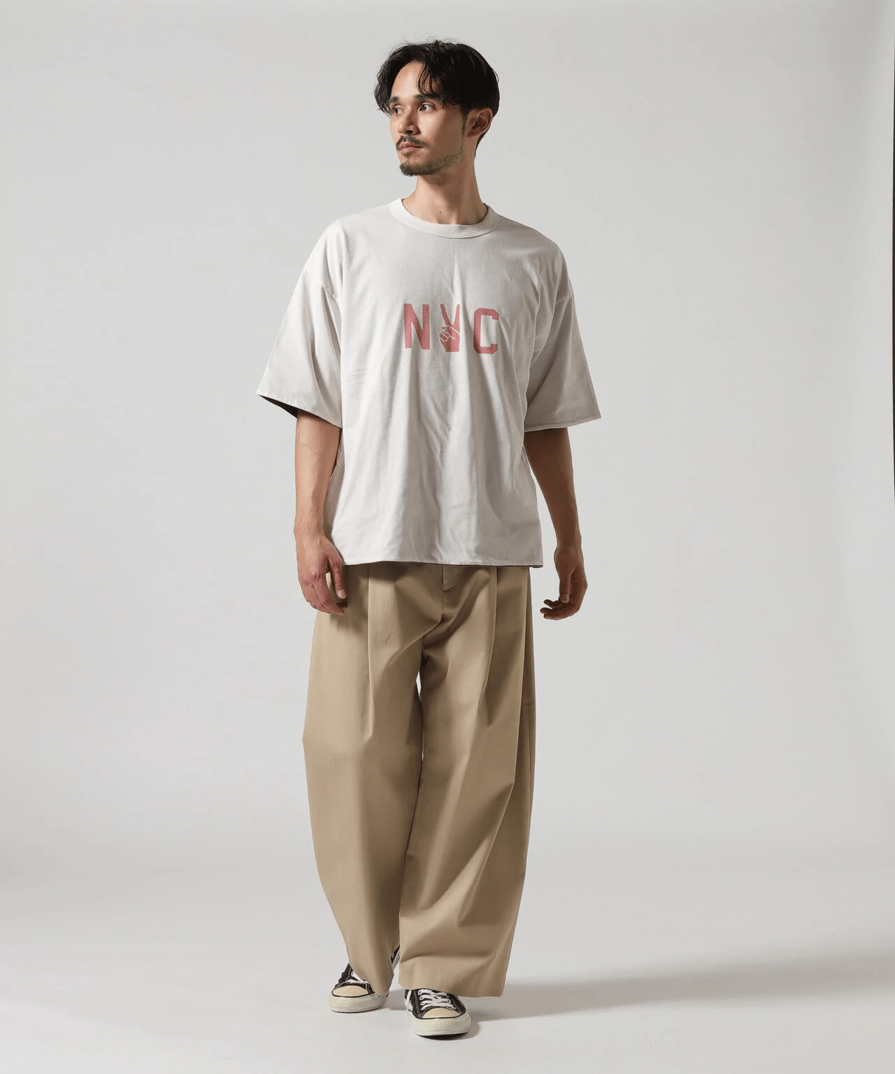 REMI RELIEF/レミレリーフ/別注40/- 天竺BIGサイズ リバーシブルT IVORY M