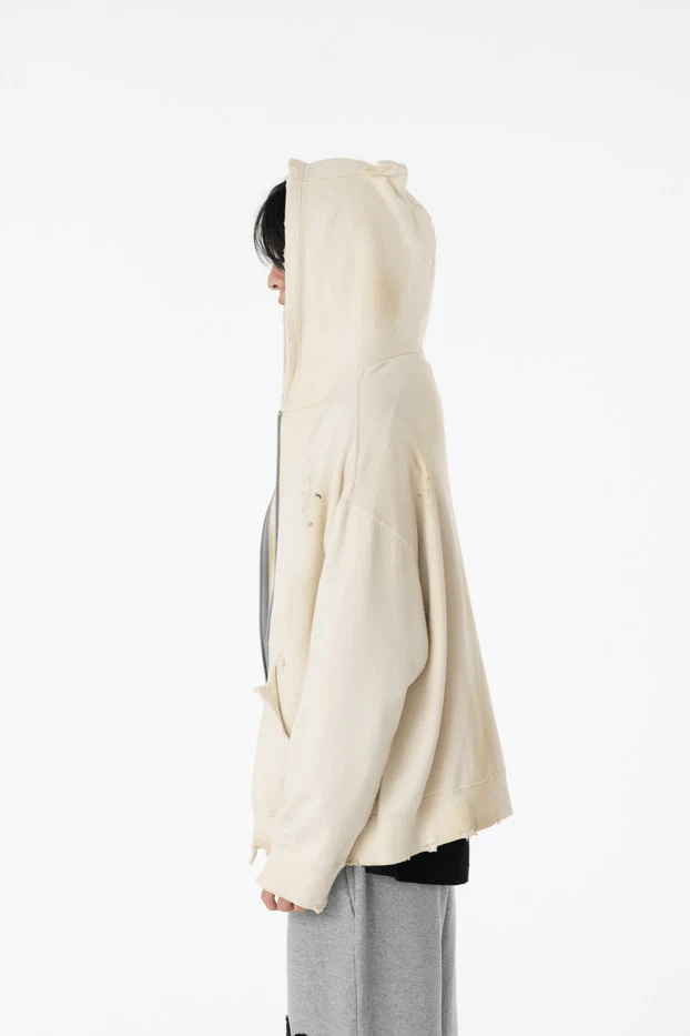 DISCOVERED/ディスカバード/DEVIL EAR DAMAGE HOODIE ECRU 1