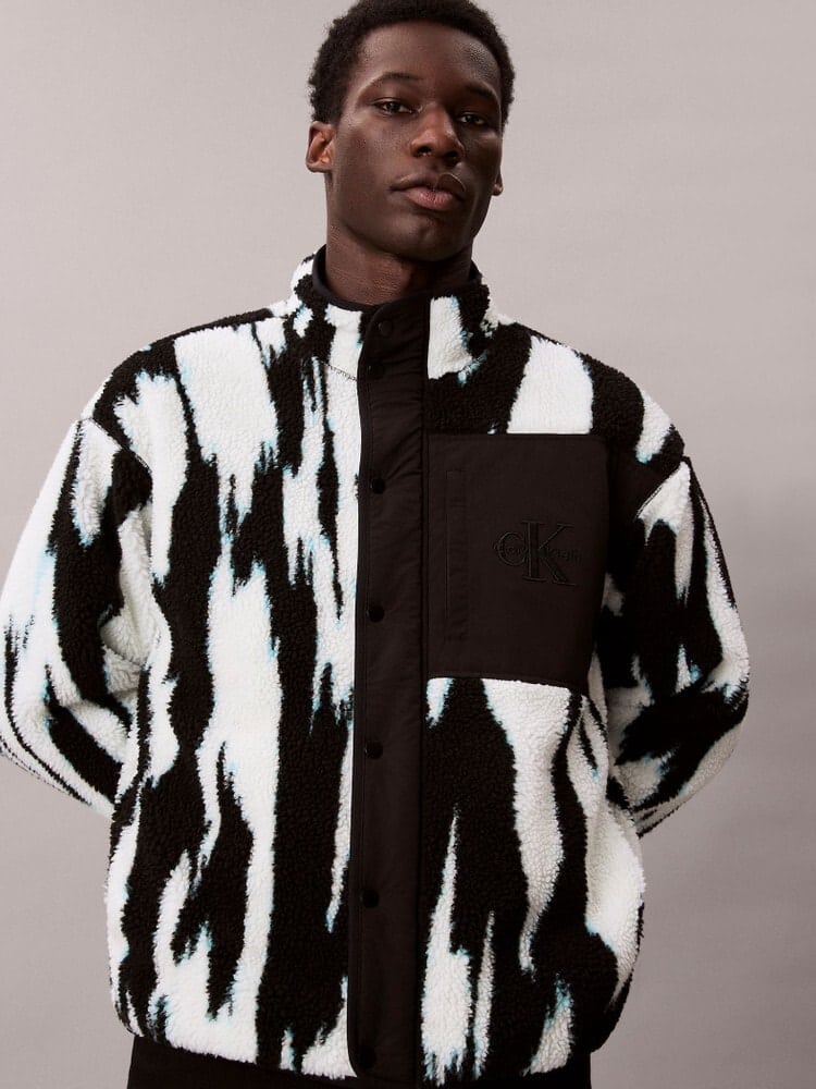 CalvinKlein/カルバンクライン/LS JACQUARD 3 SHERPA JACKET(S BLACK