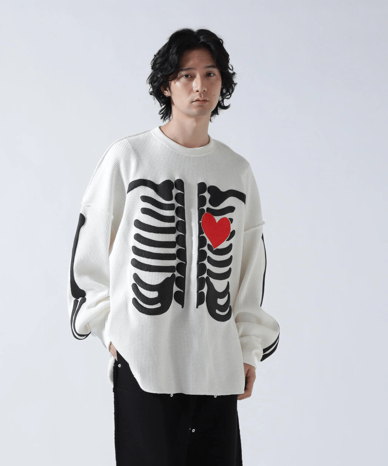 DISCOVERED/ディスカバード/別注BONE WAFFLE LONG SLEEVE TEE WHITE 1