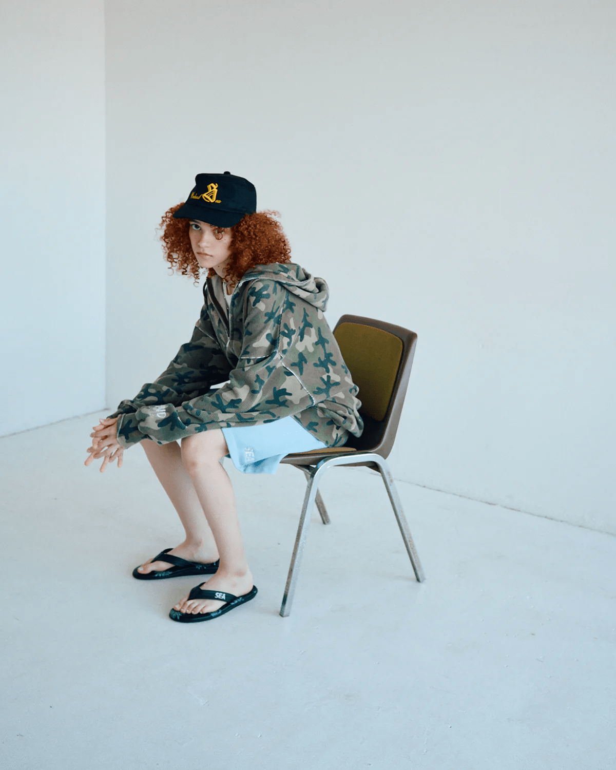 WINDANDSEA/ウィンダンシー/SULFUR DYEING LOGO HALF PANTS SAX M
