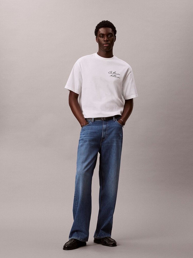 CalvinKlein/カルバンクライン/エンブロイダリーロゴフォント グラフィックTシャツ WHITE S