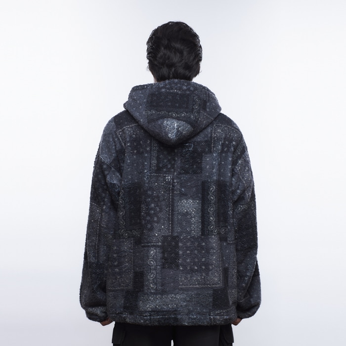 LIBERAIDERS/リベレイダーズ/BANDANA PILE FLEECE HOODIE BLACK L