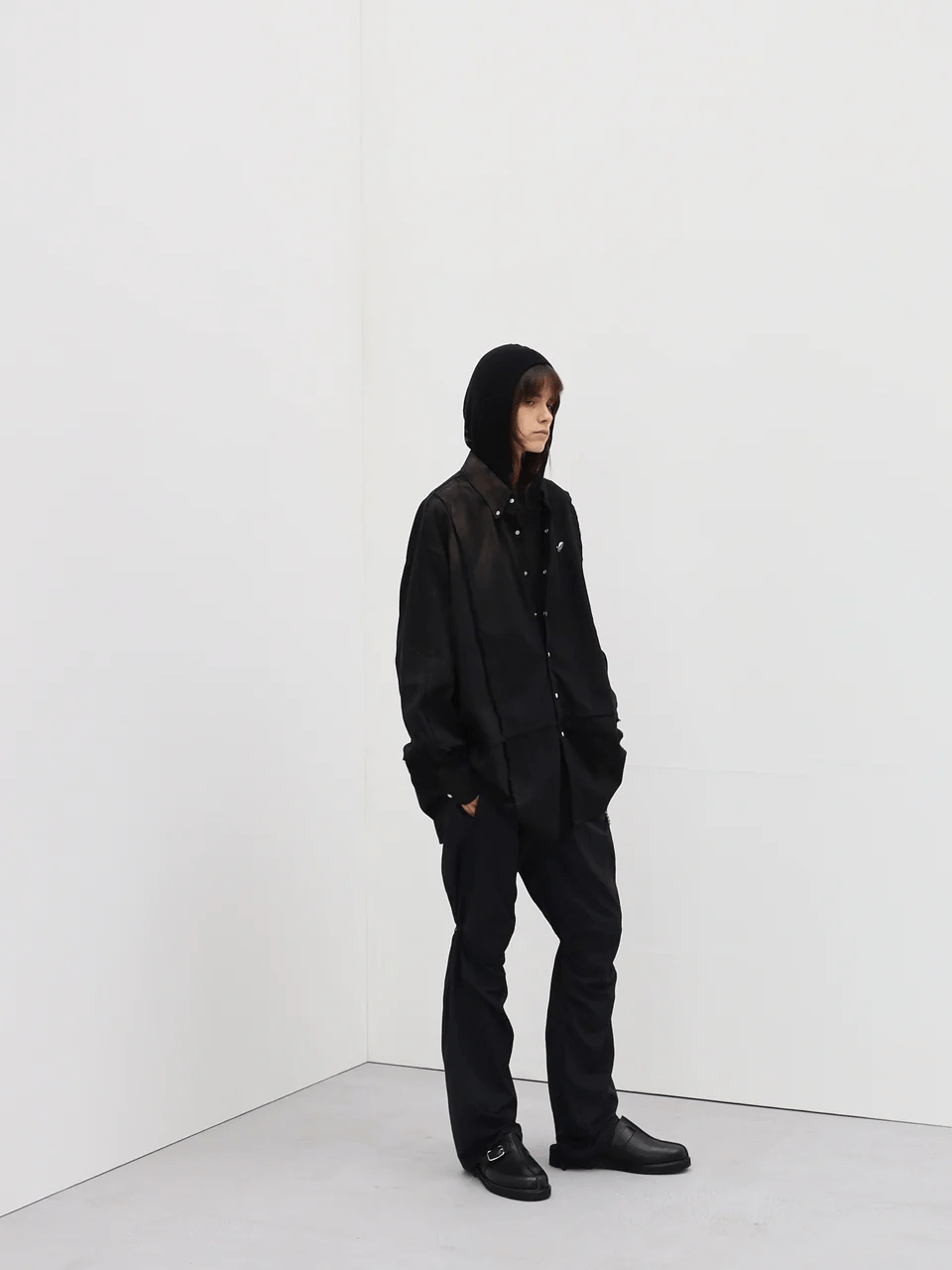 JieDa/ジエダ/NYLON PARACHUTE PANTS BLACK 1