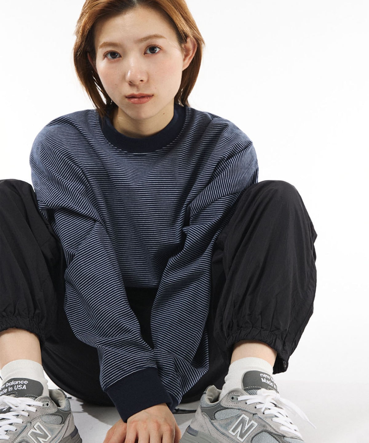 meltum/メルタム/BORDER BALLOON TEE L/S NAVY 2