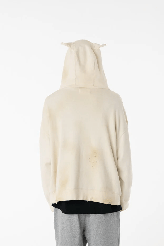 DISCOVERED/ディスカバード/DEVIL EAR DAMAGE HOODIE ECRU 1