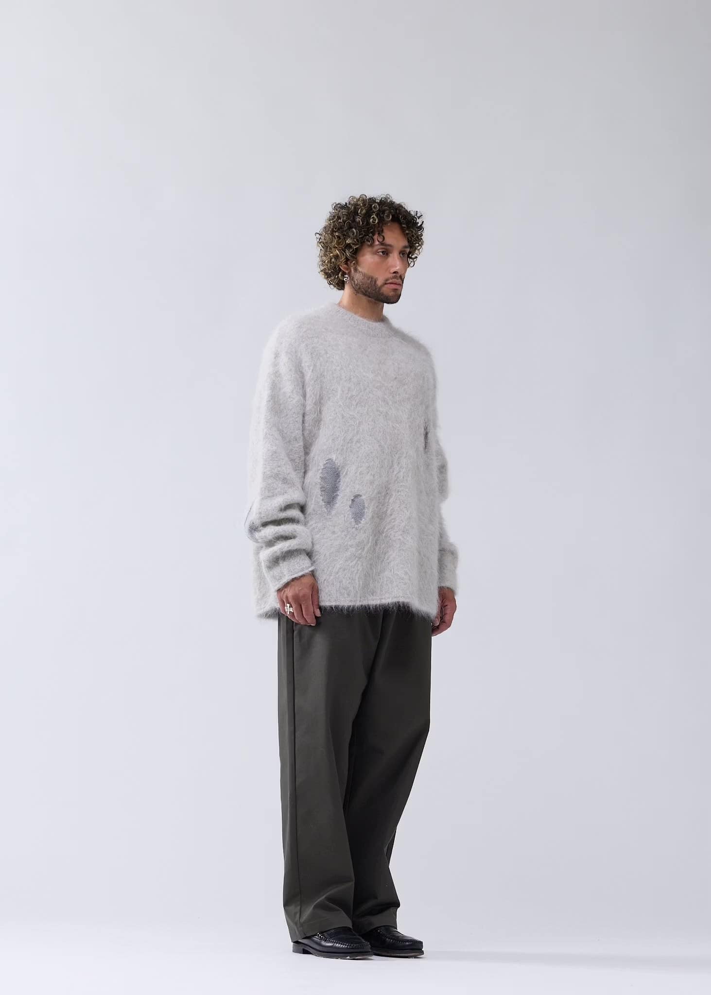 NewAmsterdam/ニューアムステルダム/ALPACA BLEND CREWNECK GREY BLACK M