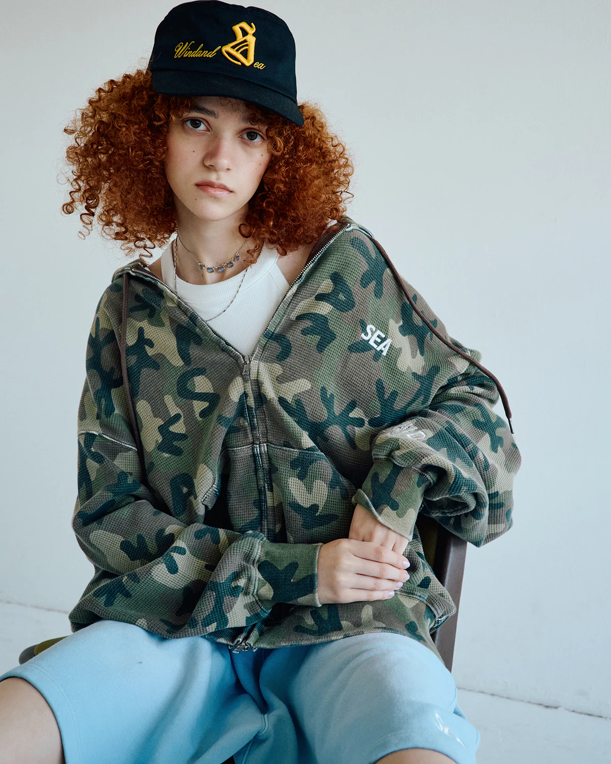 WINDANDSEA/ウィンダンシー/SULFUR DYEING LOGO HALF PANTS SAX M
