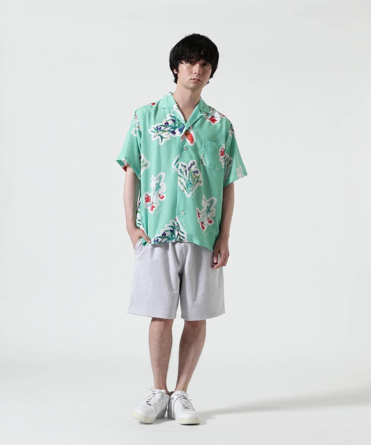 HOLO MARKET/ホロマーケット/HMV S/S SHIRTS/総柄アロハ半袖シャツ GREEN 1