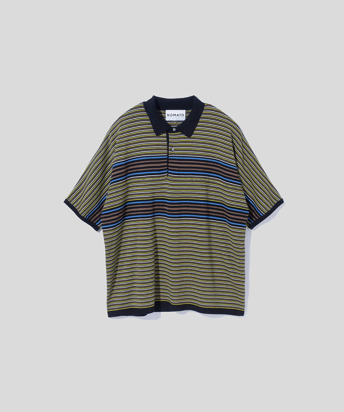 NOMA t.d./ノーマティーディー/NOMA STRIPE KNIT POLO(3 GRAY×BROWN