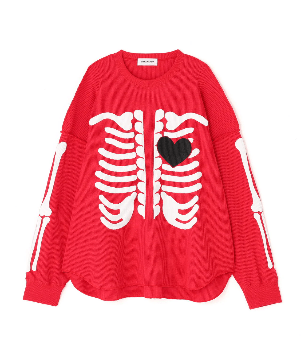 DISCOVERED/ディスカバード/別注BONE WAFFLE LONG SLEEVE TEE RED 3