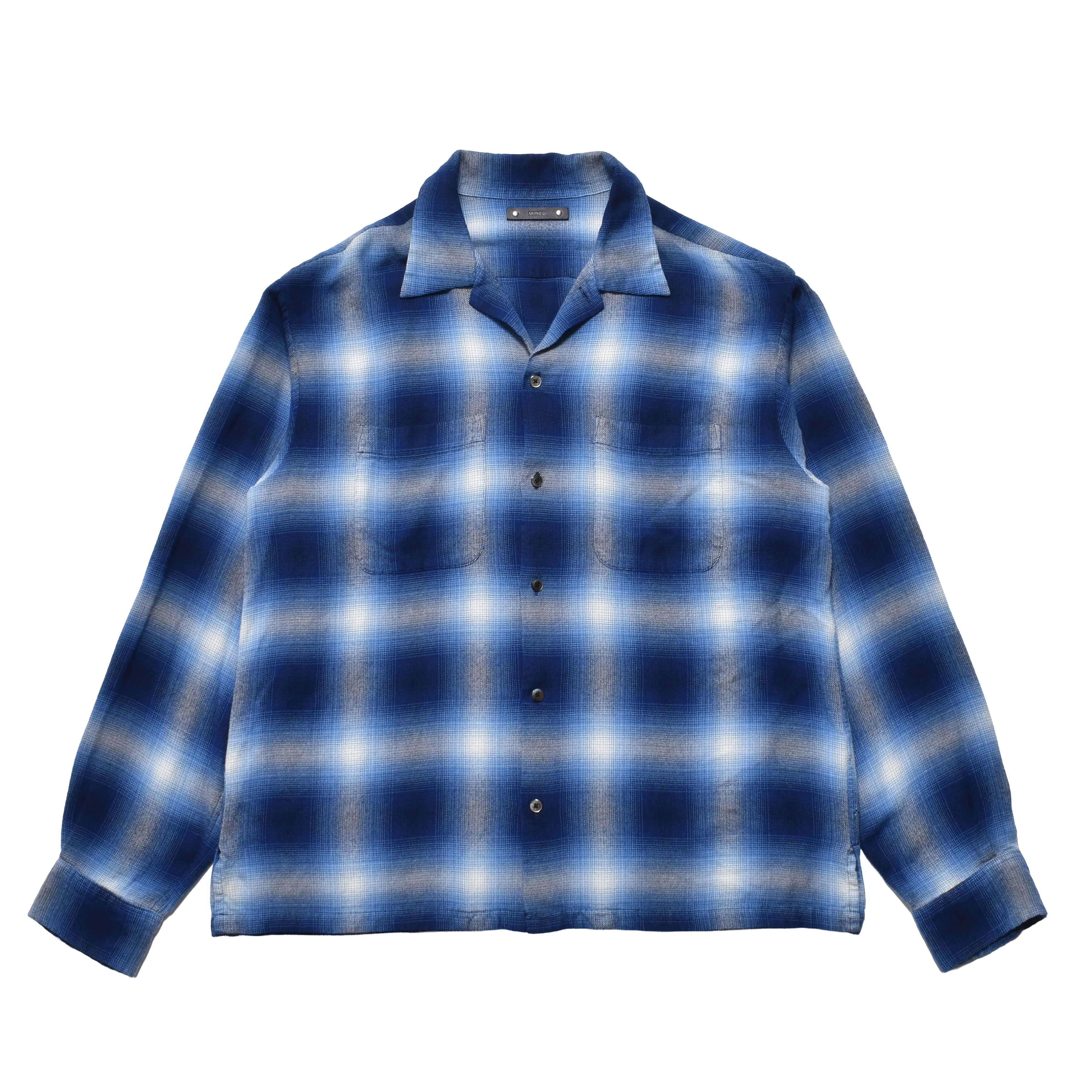 MINED マインデニム オンブレ フランネル 長袖シャツ ブルー系 3サイズ MINEDENIM/マインデニム/R.Flannel Ombre Open Collar SH(1 BPT)｜ B