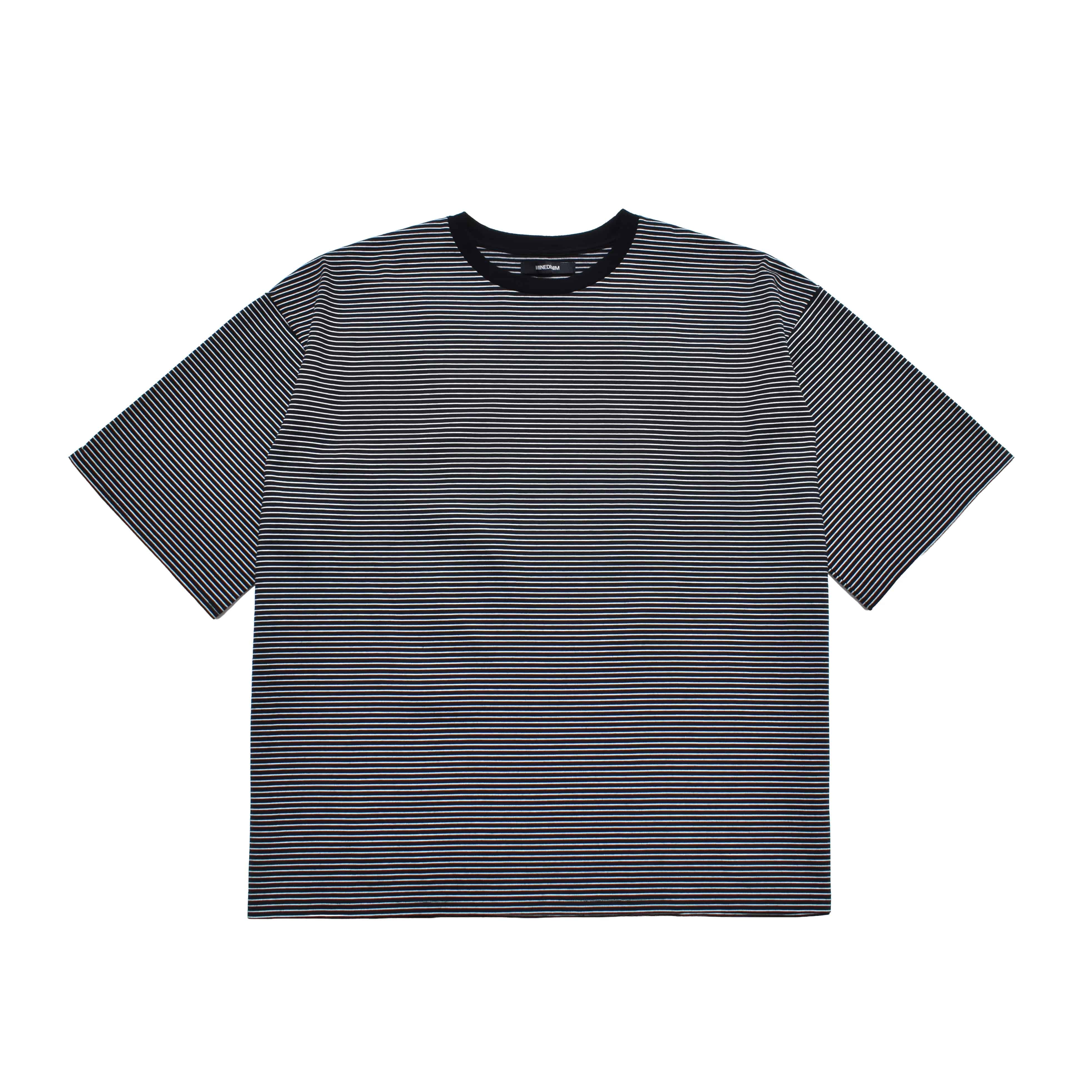 MINEDENIM/マインデニム/Micro Border Loose Crewneck T-SH BLT 1