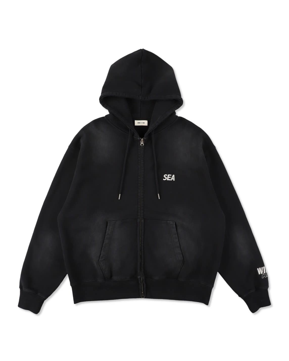 WINDANDSEA/ウィンダンシー/SULFUR DYEING LOGO ZIP SWEATSHIRT BLACK S