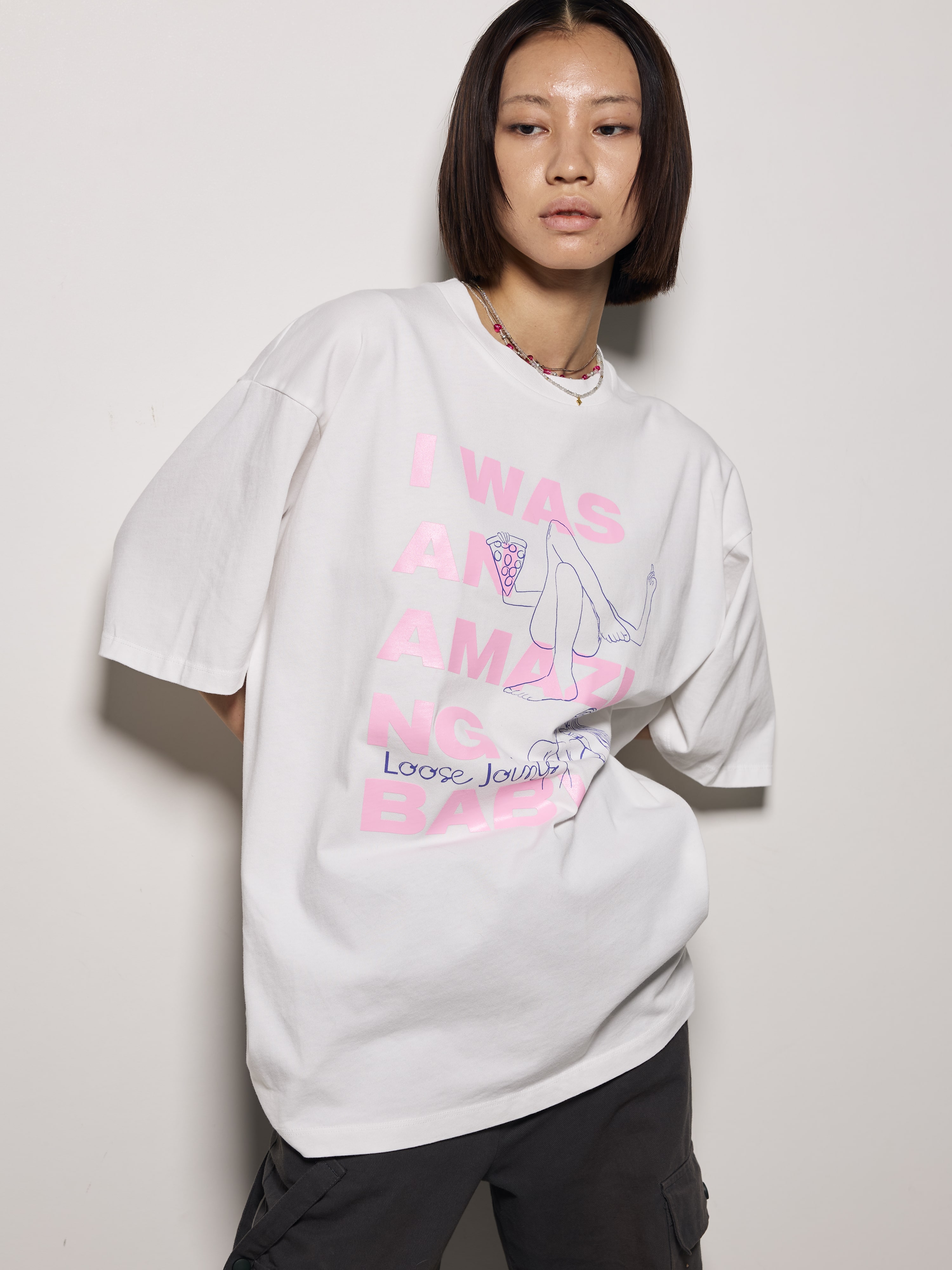 loosejoints/ルーズジョインツ/CARLOS NUNEZ - 'AMAZING BABY' S/S TEE WHITE S