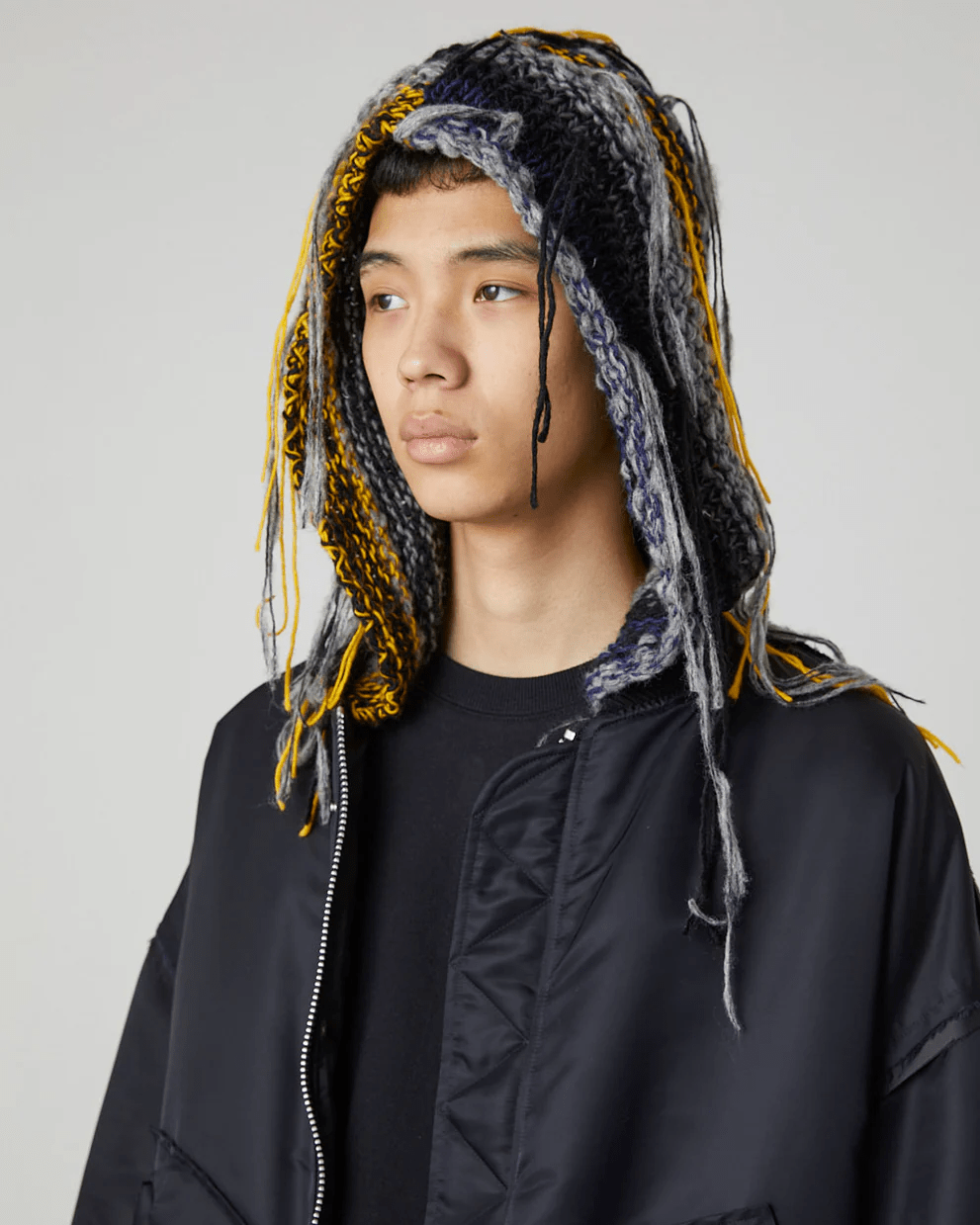 DISCOVERED/ディスカバード/MIX KNIT SLEEVE BLOUSON(3 BLACK
