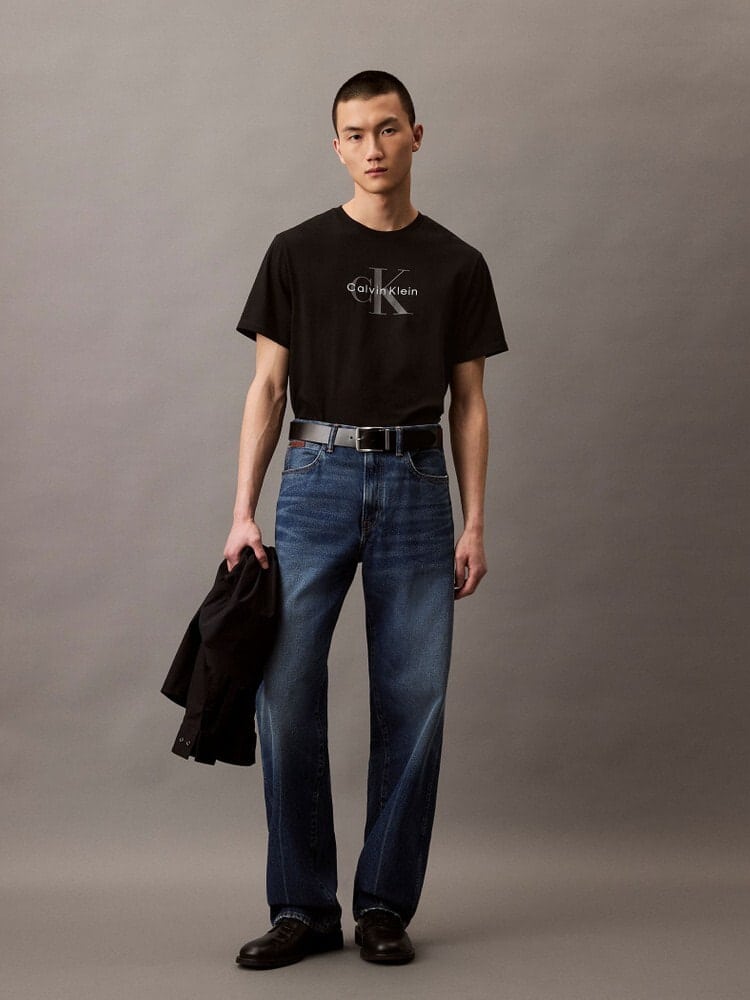CalvinKlein/カルバンクライン/ショートスリーブモノグラムプリントTシャツ[ロウン、ミンギュ着用商品] BLACK M