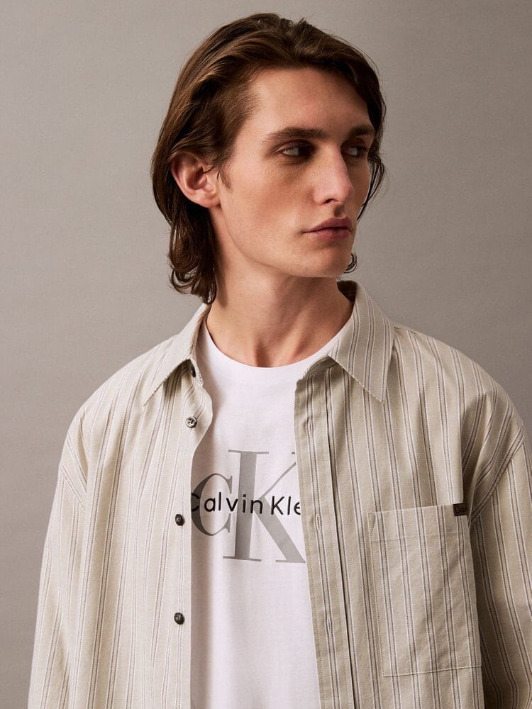 CalvinKlein/カルバンクライン/ショートスリーブモノグラムプリントTシャツ[ロウン、ミンギュ着用商品] WHITE M