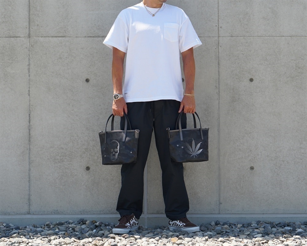 GENTIL BANDIT/ジャンティバンティ/14th Anniv. Ltd トートバッグPM ブラックカモ×ガンメタル（リーフ） F