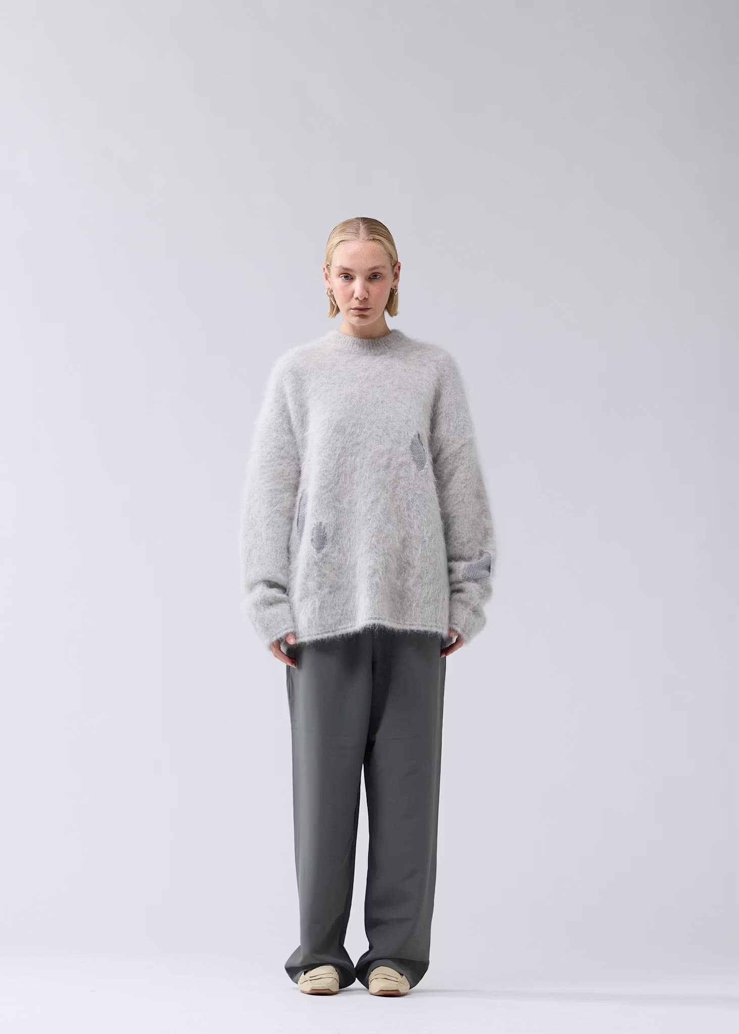 NewAmsterdam/ニューアムステルダム/ALPACA BLEND CREWNECK GREY BLACK M