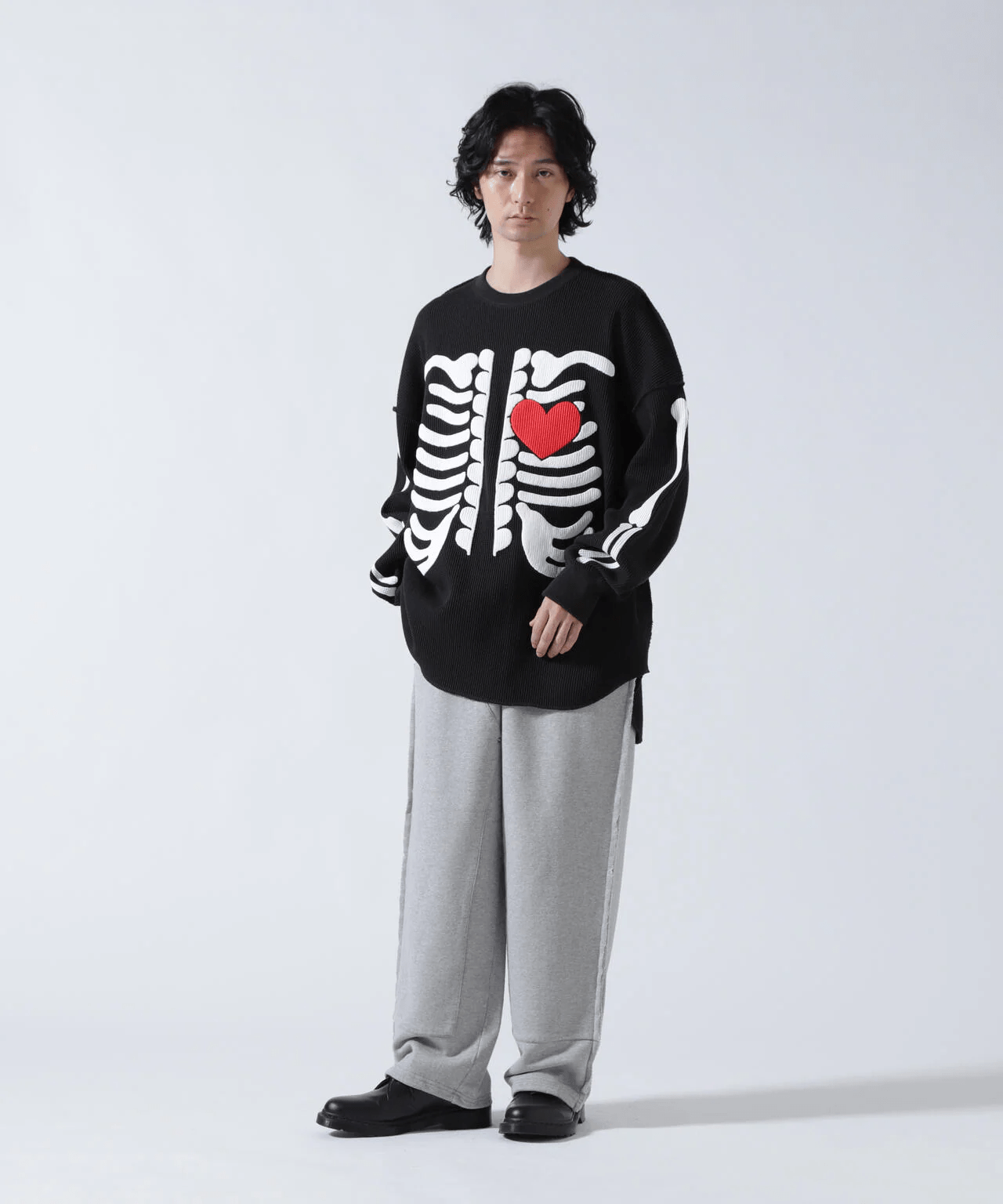 DISCOVERED/ディスカバード/別注BONE WAFFLE LONG SLEEVE TEE BLACK 1
