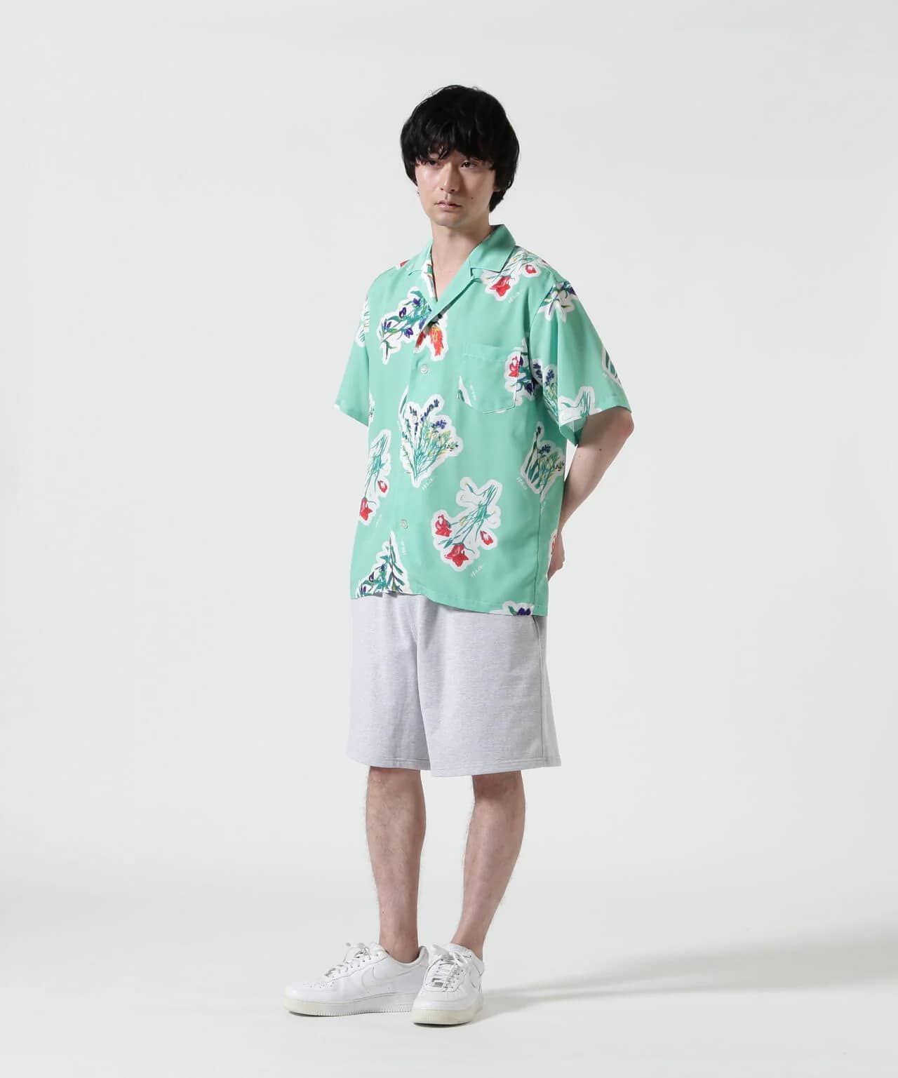 HOLO MARKET/ホロマーケット/HMV S/S SHIRTS/総柄アロハ半袖シャツ GREEN 1