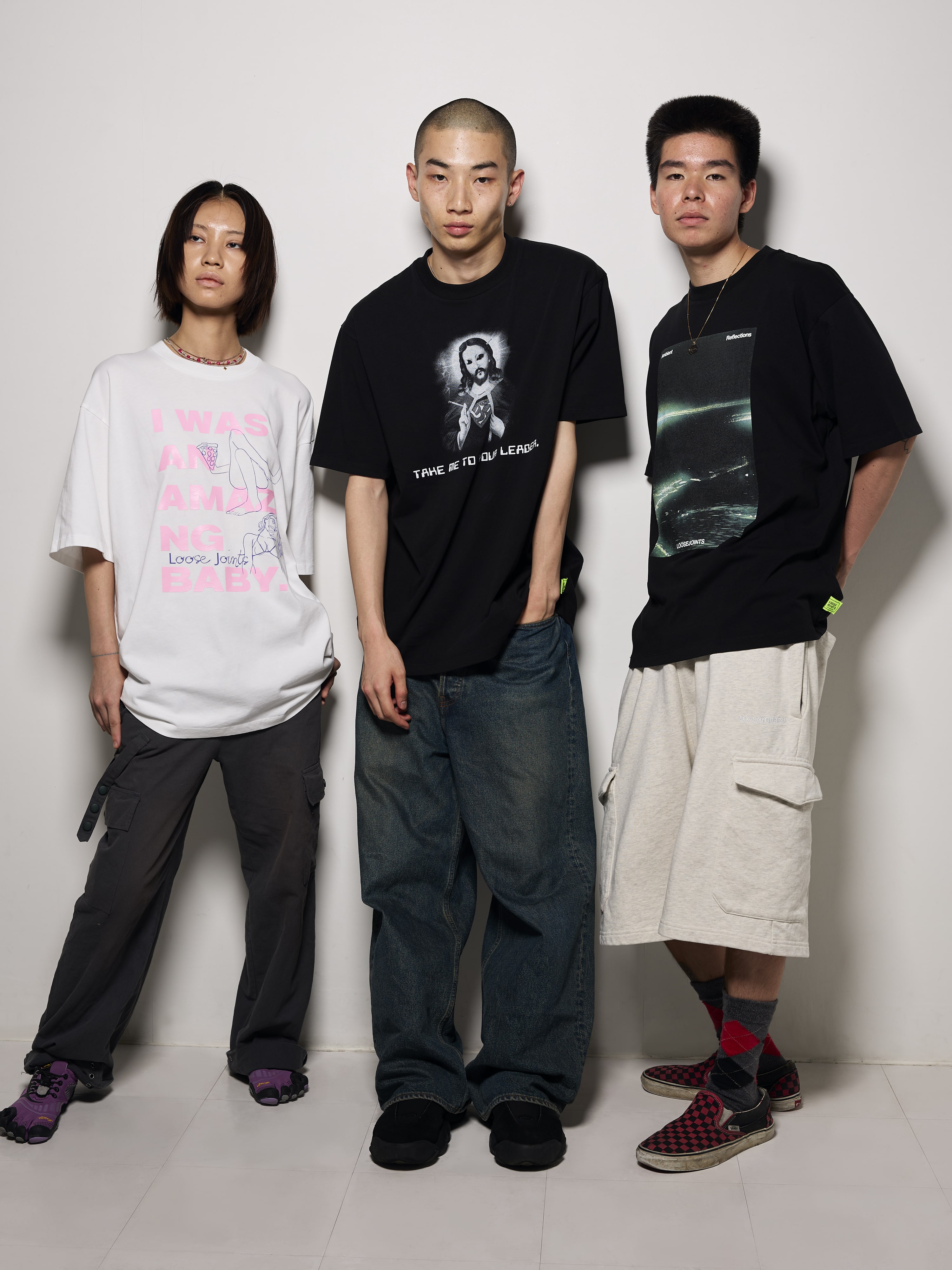 loosejoints/ルーズジョインツ/CARLOS NUNEZ - 'AMAZING BABY' S/S TEE WHITE S