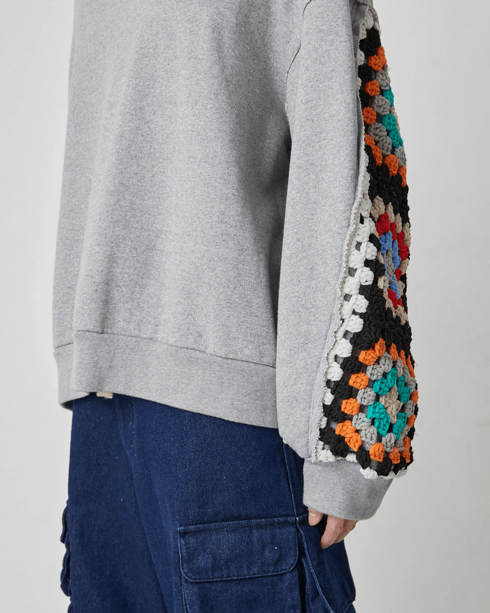 DISCOVERED/ディスカバード/CROCHET SLEEVE SWEAT(3 GRAY)| B DISCOVERED/ディスカバード/CROCHET SLEEVE SWEAT(3 GRAY)| B