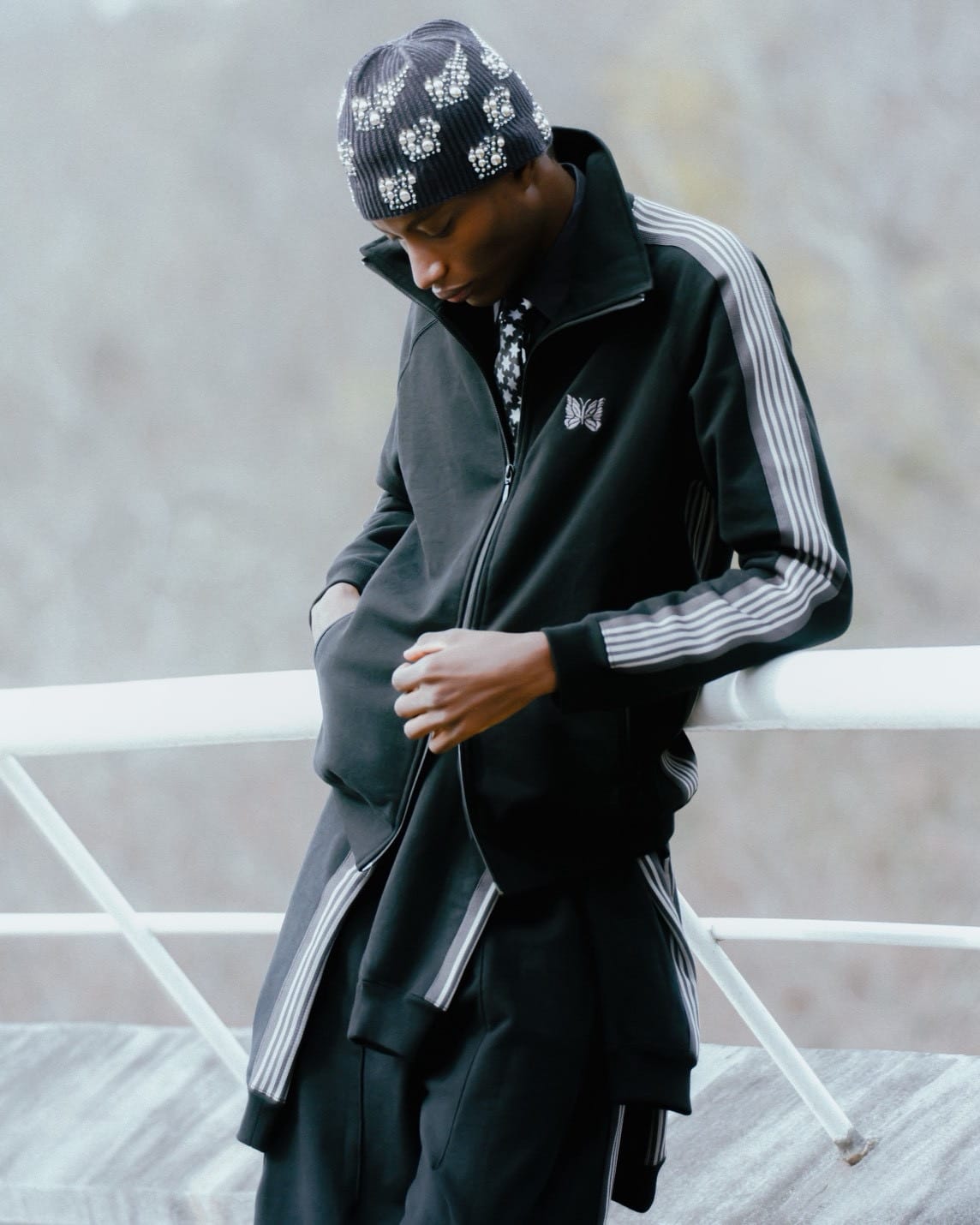 Needles/ニードルズ/【B'2nd EXCLUSIVE】Track Jacket - Cotton Jersey BLACK×GRAY S