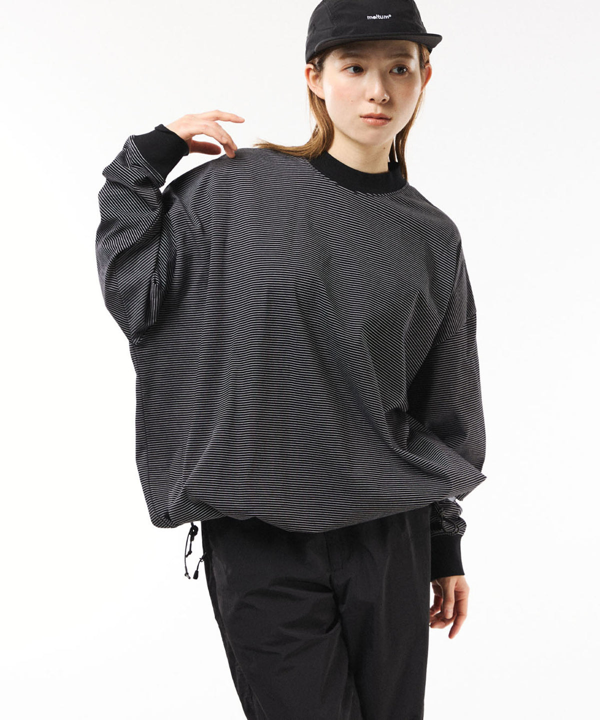 meltum/メルタム/BORDER BALLOON TEE L/S BLACK 2