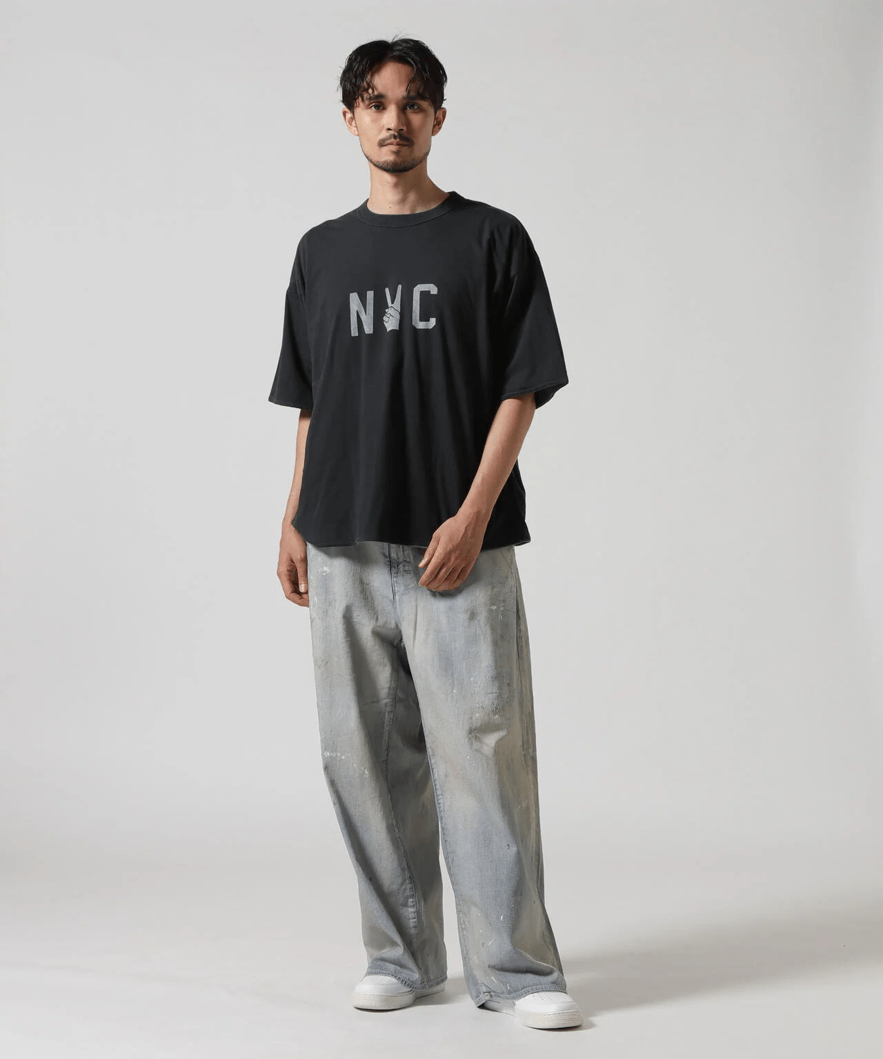 REMI RELIEF/レミレリーフ/別注40/- 天竺BIGサイズ リバーシブルT BLACK M