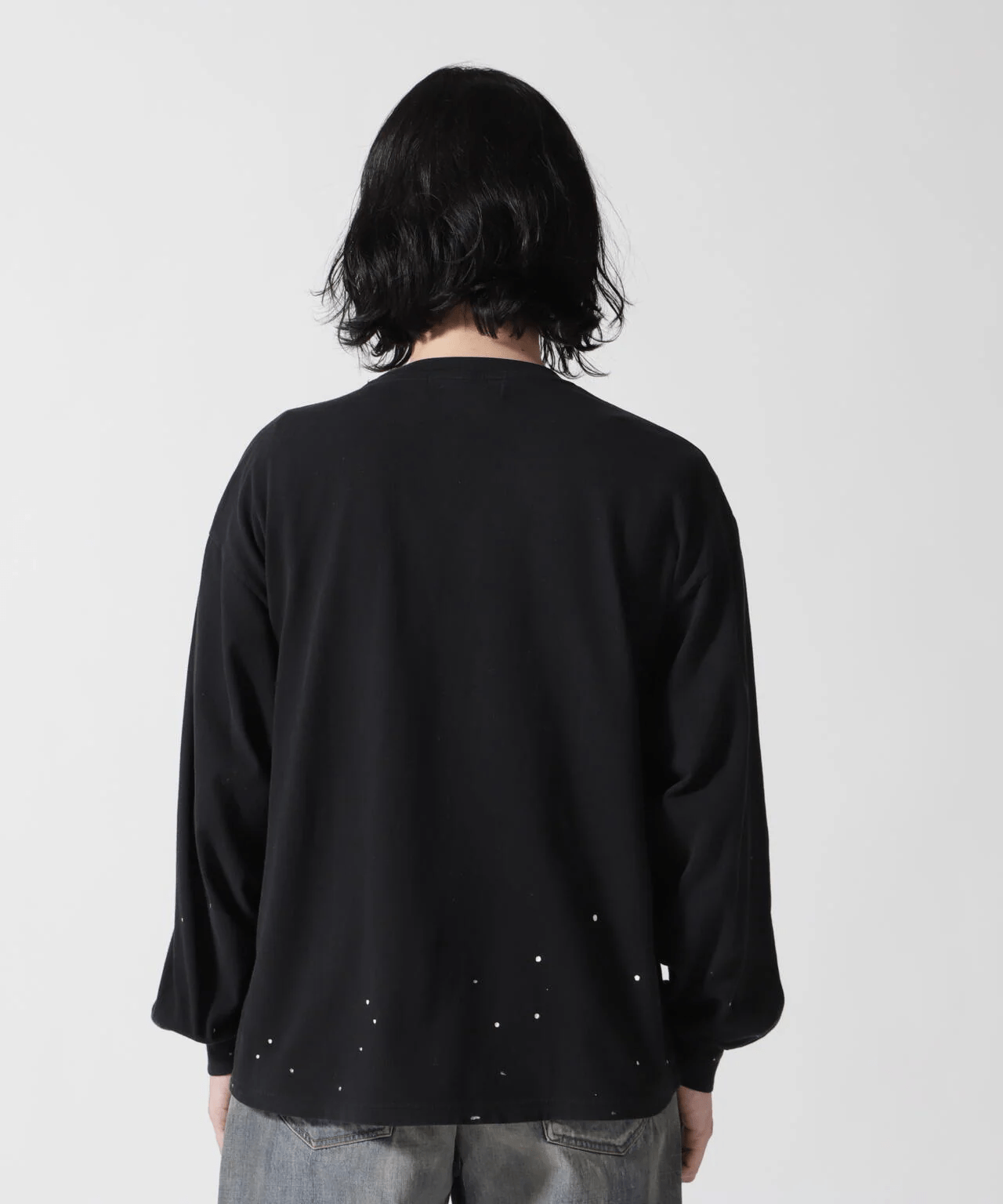 REMI RELIEF/レミレリーフ/別注20/-天竺ロンＴ（US NAVY）ペイント加工 BLACK M