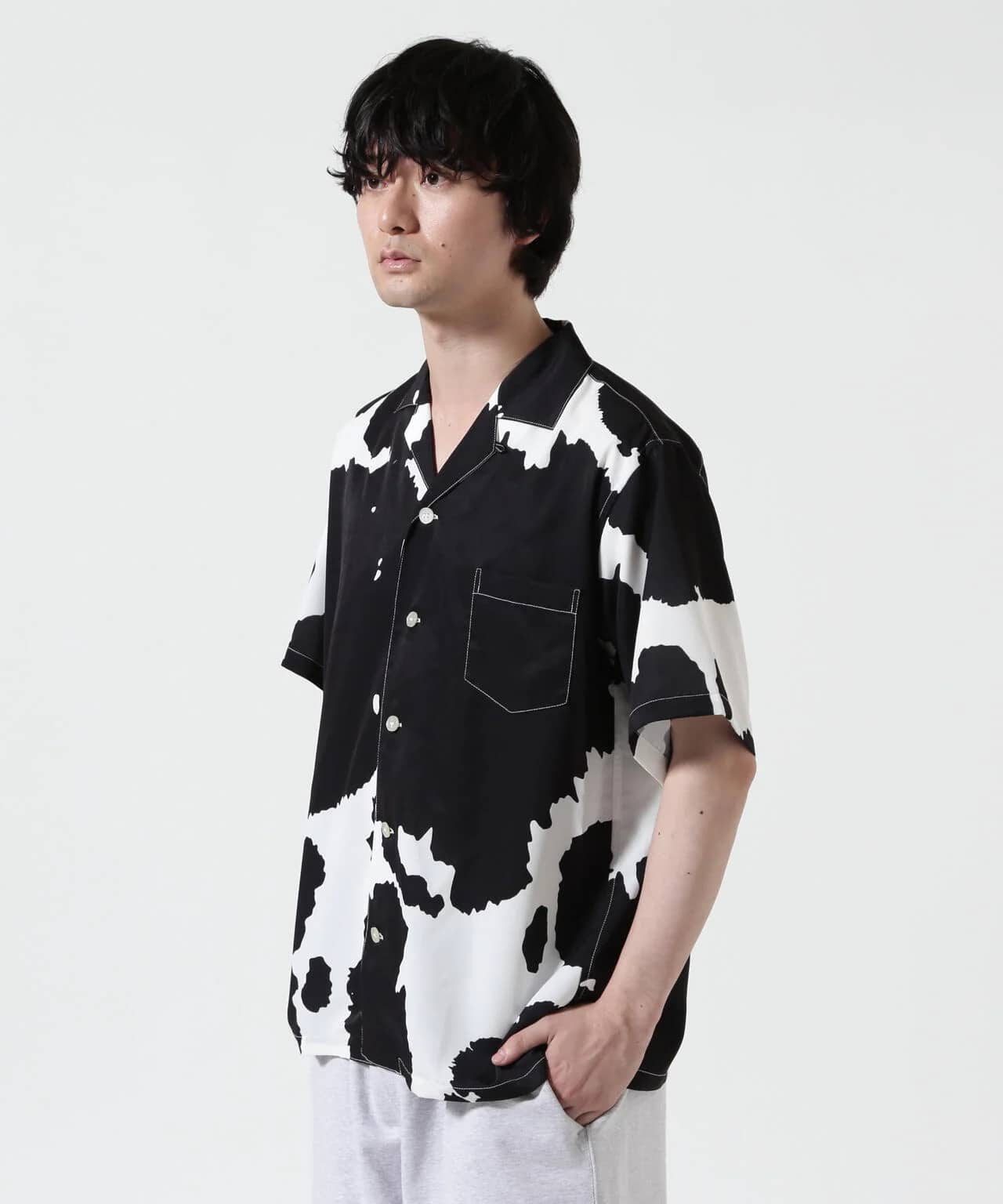 HOLO MARKET/ホロマーケット/HMV S/S SHIRTS/総柄アロハ半袖シャツ BLACK 1