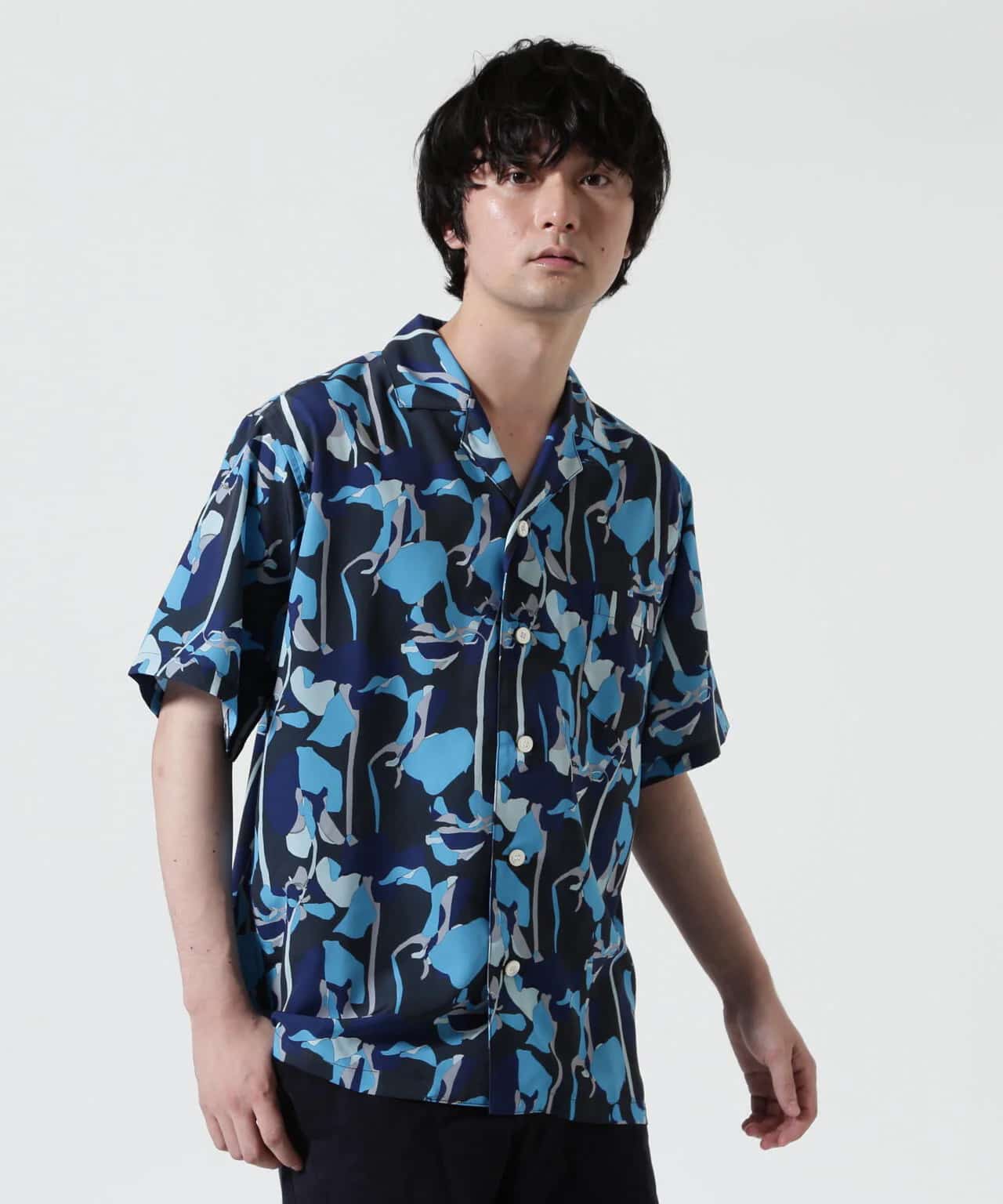 HOLO MARKET/ホロマーケット/HMV S/S SHIRTS/総柄アロハ半袖シャツ NAVY 1