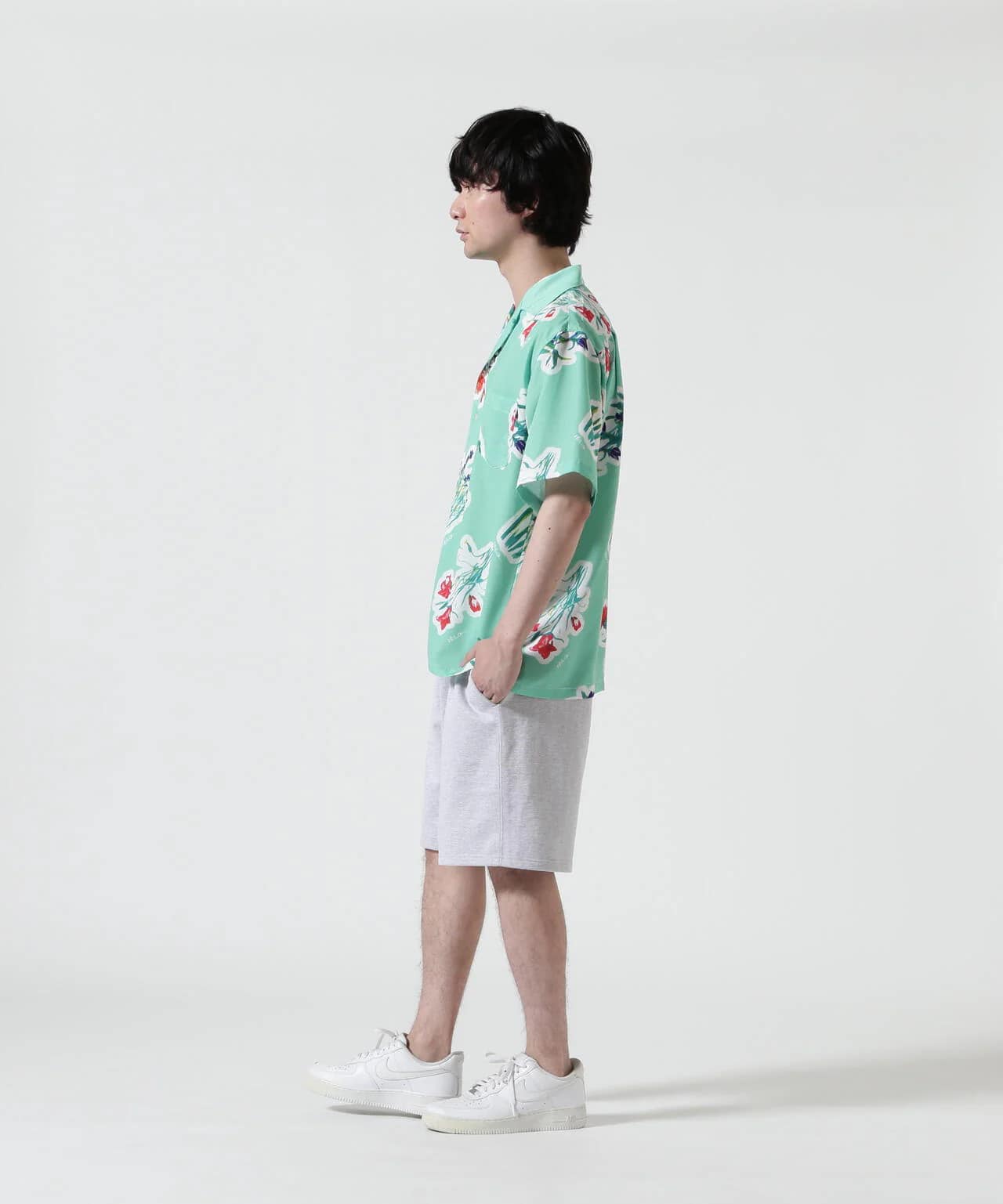 HOLO MARKET/ホロマーケット/HMV S/S SHIRTS/総柄アロハ半袖シャツ GREEN 1
