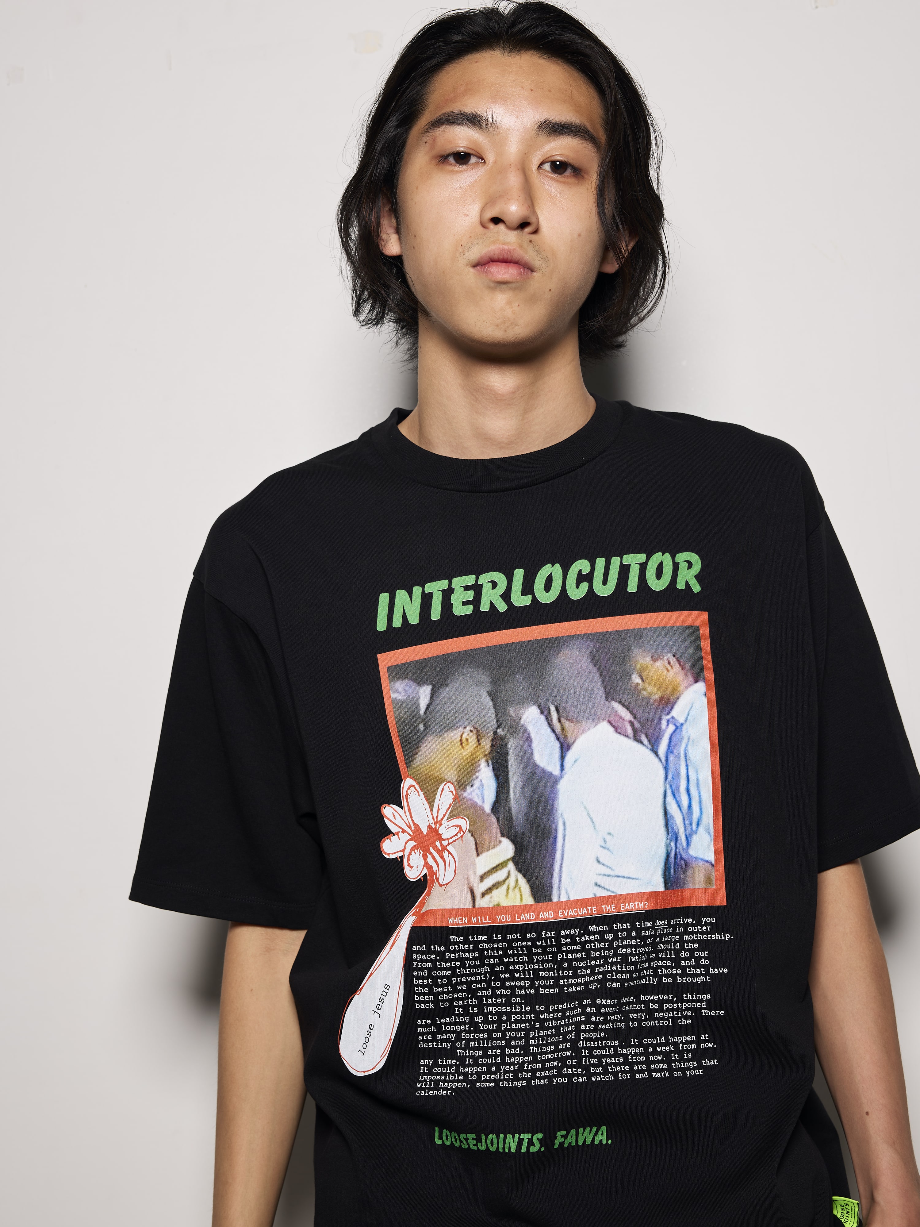 loosejoints/ルーズジョインツ/CLAY ARLINGTON - 'INTERLOCUTOR' S/S TEE BLACK S