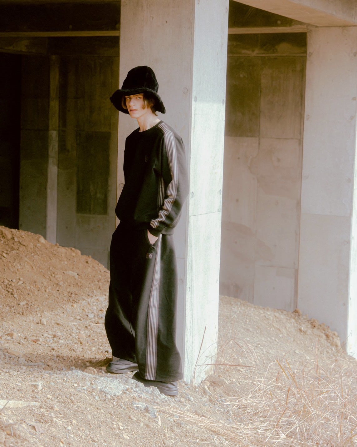 Needles/ニードルズ/【B'2nd EXCLUSIVE】Track Crew Neck - Cotton Jersey BLACK×GRAY S