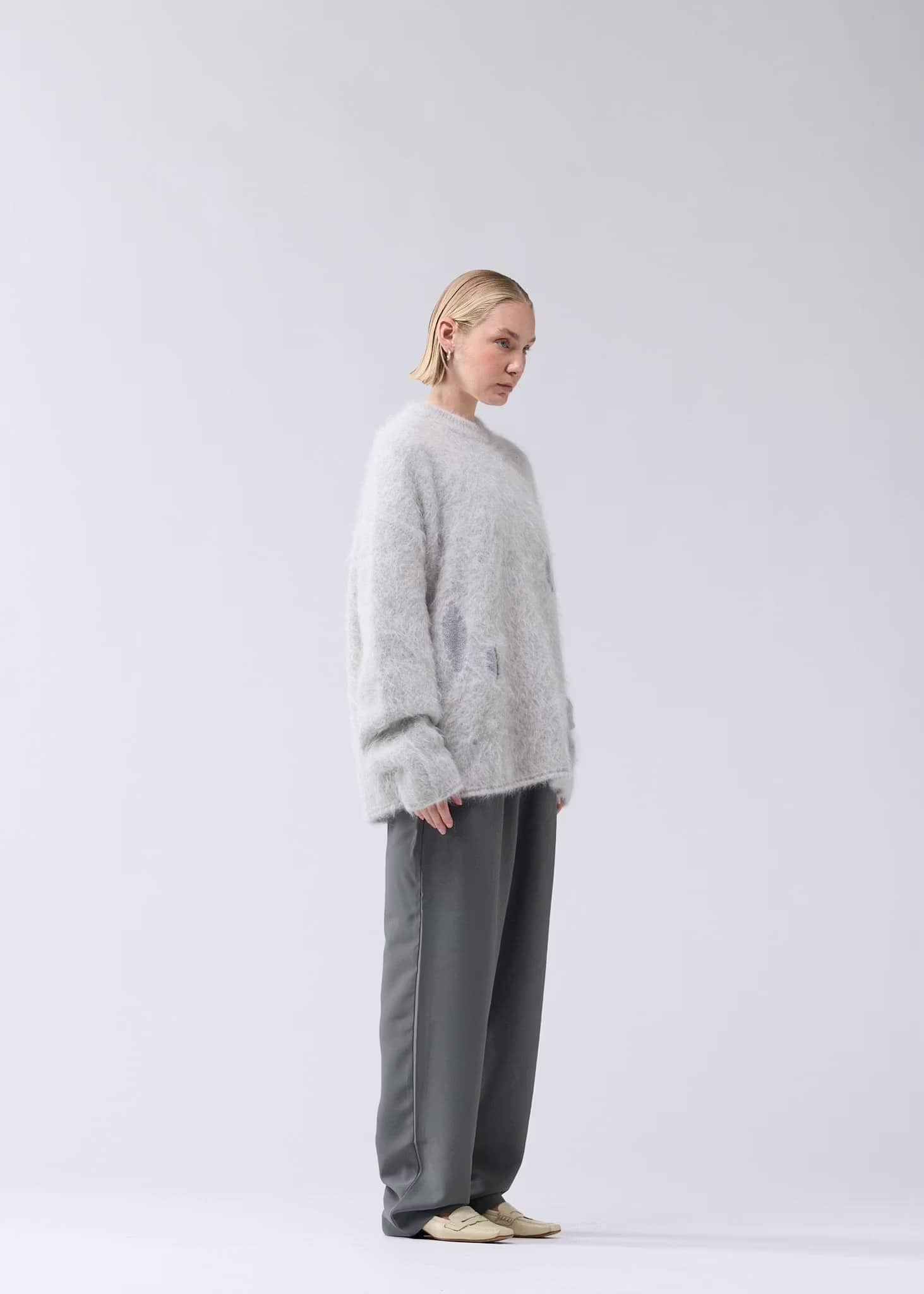 NewAmsterdam/ニューアムステルダム/ALPACA BLEND CREWNECK GREY BLACK M