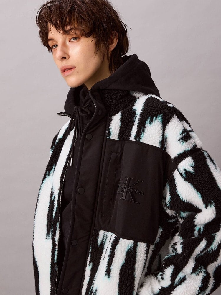 CalvinKlein/カルバンクライン/LS JACQUARD 3 SHERPA JACKET(S BLACK