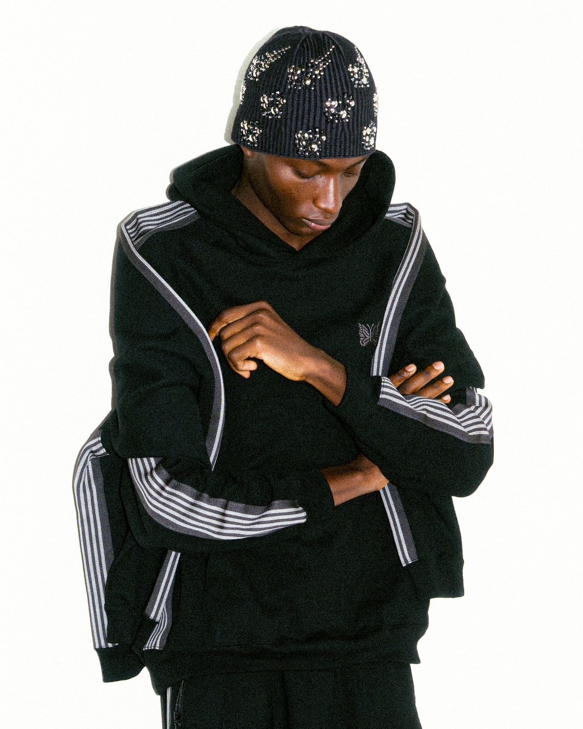 Needles/ニードルズ/【B'2nd EXCLUSIVE】Track Hoodie - Cotton Jersey BLACK×GRAY S