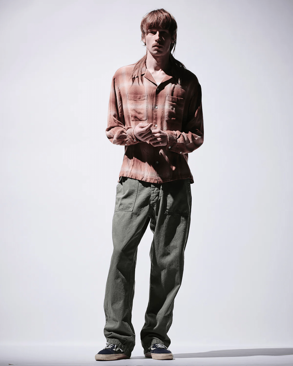 MINEDENIM/マインデニム/R.Flannel Ombre Open Collar SH RPT 1