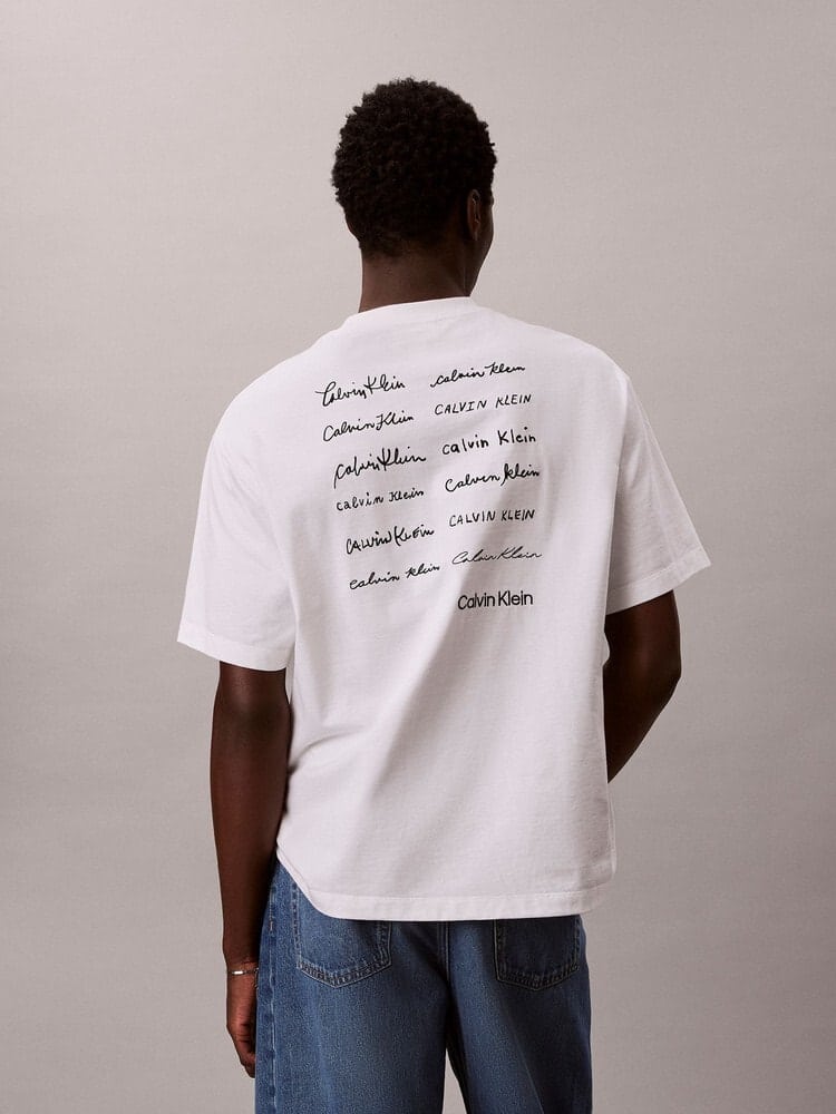 CalvinKlein/カルバンクライン/エンブロイダリーロゴフォント グラフィックTシャツ WHITE S